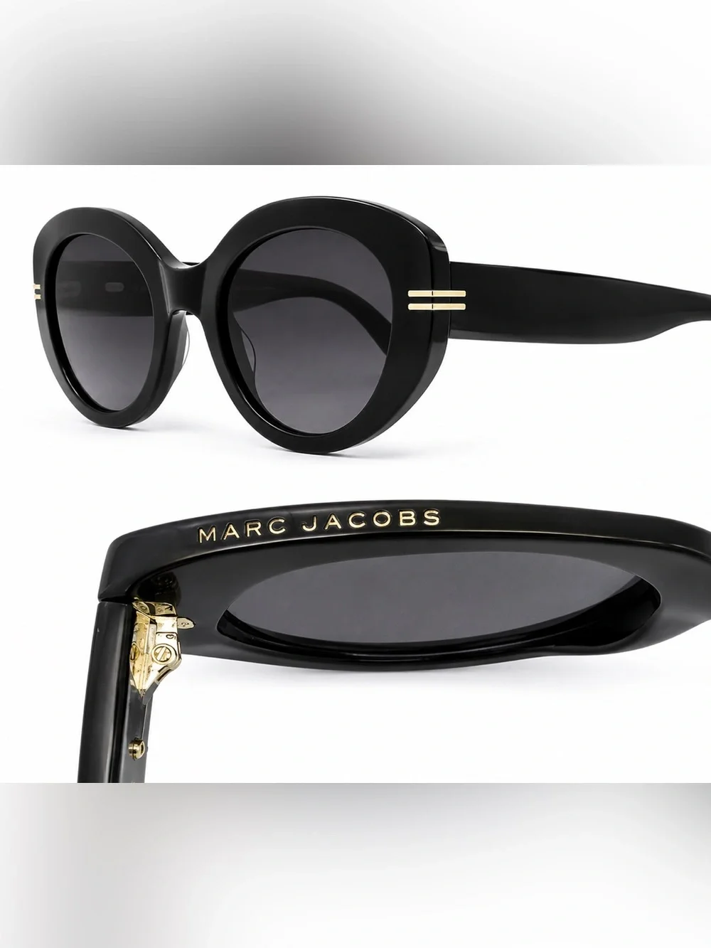 Marc Jacobs Black Round Women's Sunglasses with Yellow Case